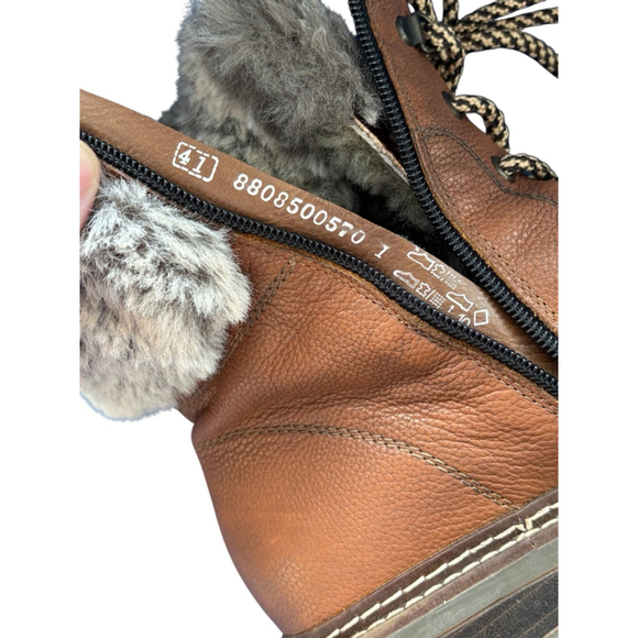 Remonte Women’s EUR 41/US 9.5-10 Brown Leather Lace-Up Zipper Winter Ankle Boots - Picture 10 of 13